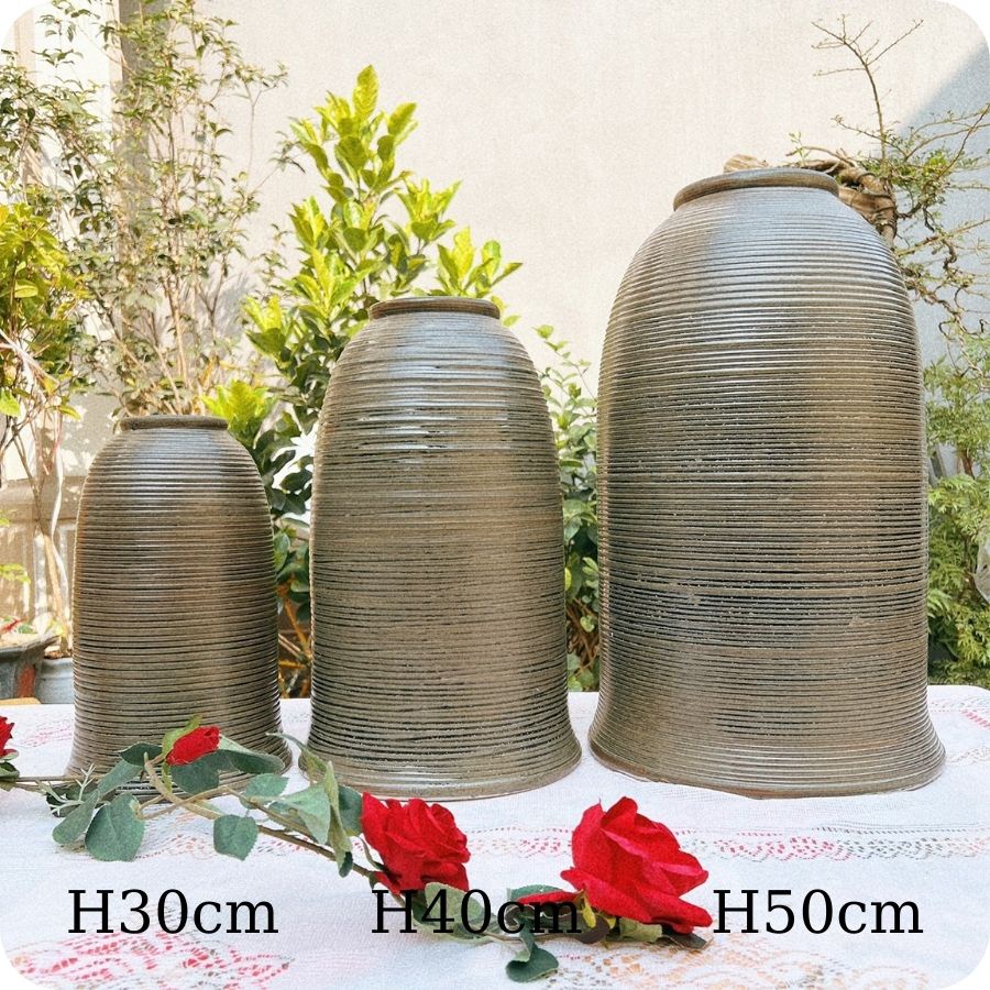 Bình hoa decor ⚱ Gốm Sứ Bát Tràng ⚱ bình gốm cắm hoa trang trí nội thất men khô GOMPHUQUY TT04