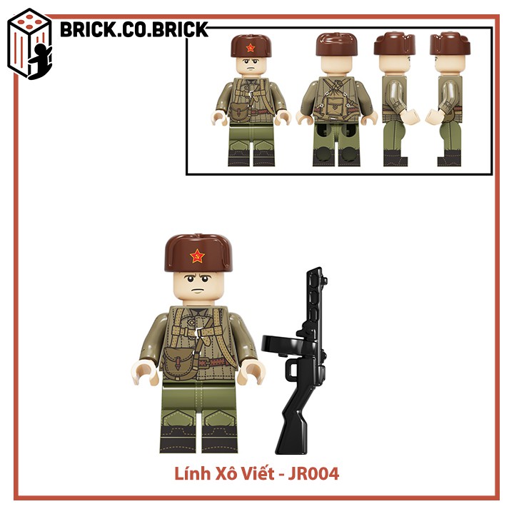 Lính Nga Xô Viết Mô Hình Đồ Chơi Lắp Ráp Non LEGO Lính Thế Chiến Minifigure Russia Soldier World War JR001-JR004