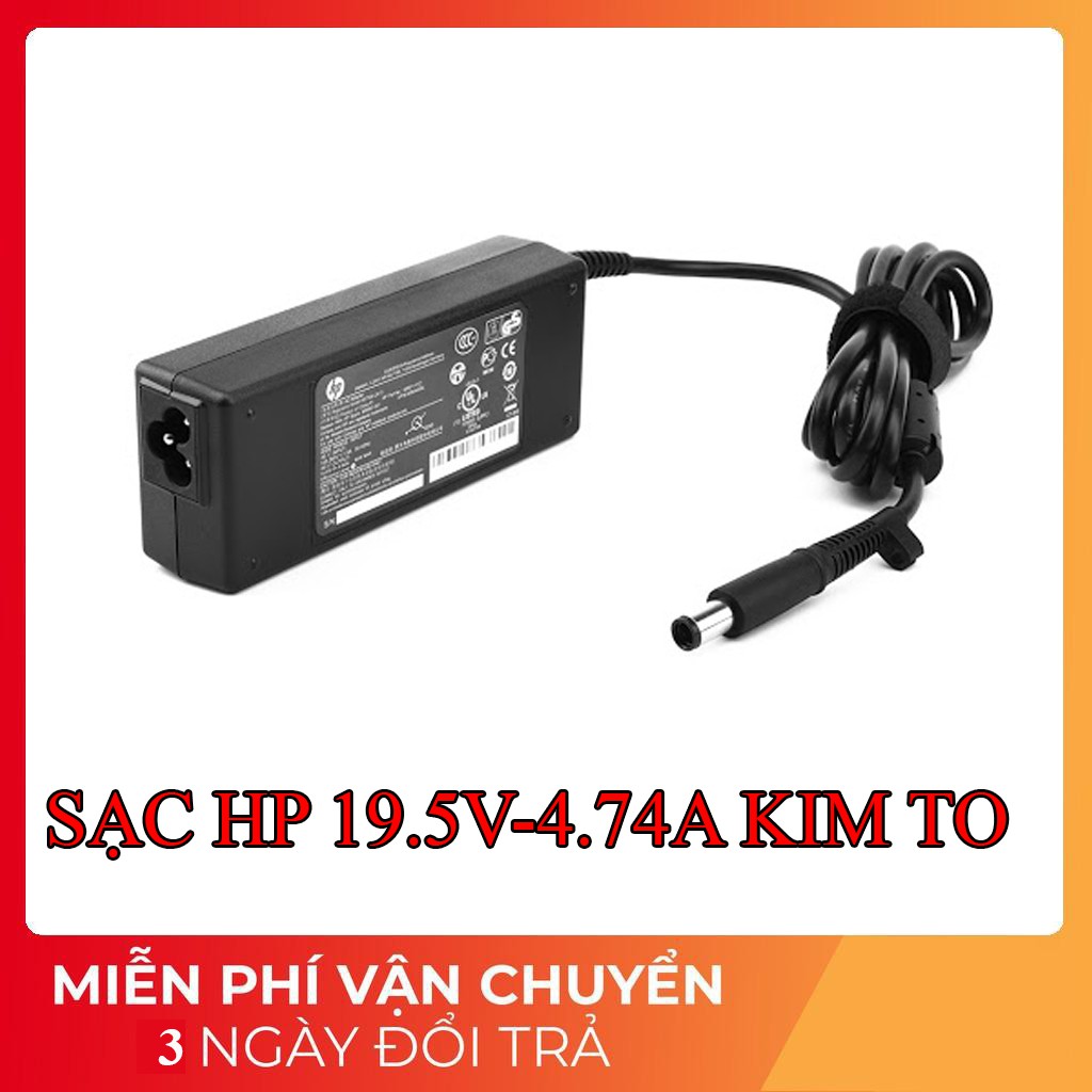 Sạc Laptop HP 19V - 4.74A (90W) Chân kim to dành cho HP 8460 8470 8560P 8570P, kèm dây nguồn