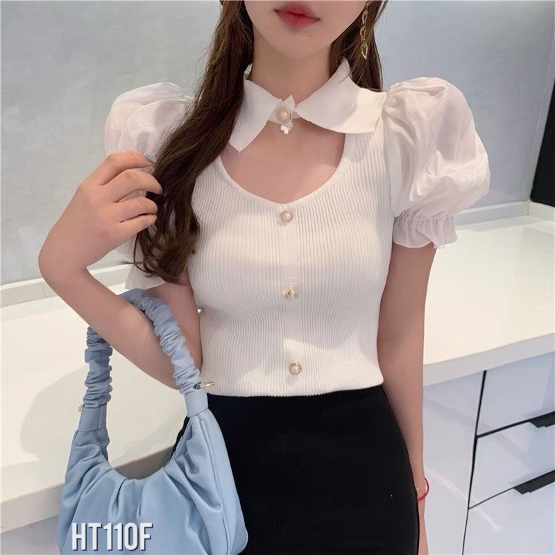 Áo len cổ bẻ tay nơ khoét ngực siêu đẹp, áo len nữ hàng quảng châu cam kết chuẩn ảnh
