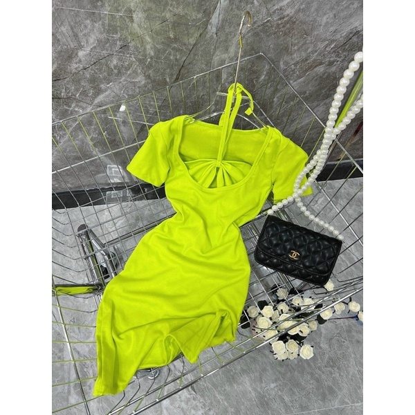 ĐẦM BODY TAY NGẮN DÂY RÚT NGỰC SEXY CHẤT DÀY XỊN