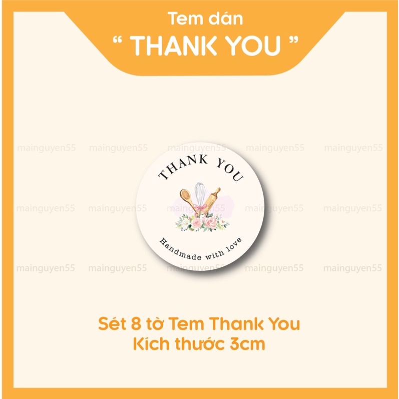 Combo 210 Tem Dán Thank You size 3cm