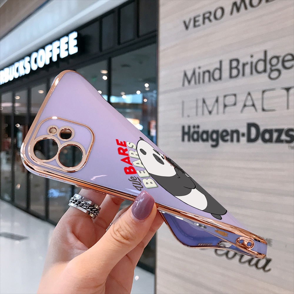 Xiaomi Redmi 10 10C 9 9A 9T 9C 8 8A 5G For Phone Case Soft Casing Silicone Cartoon Panda Electroplating Full Cover Shockproof TPU Cases