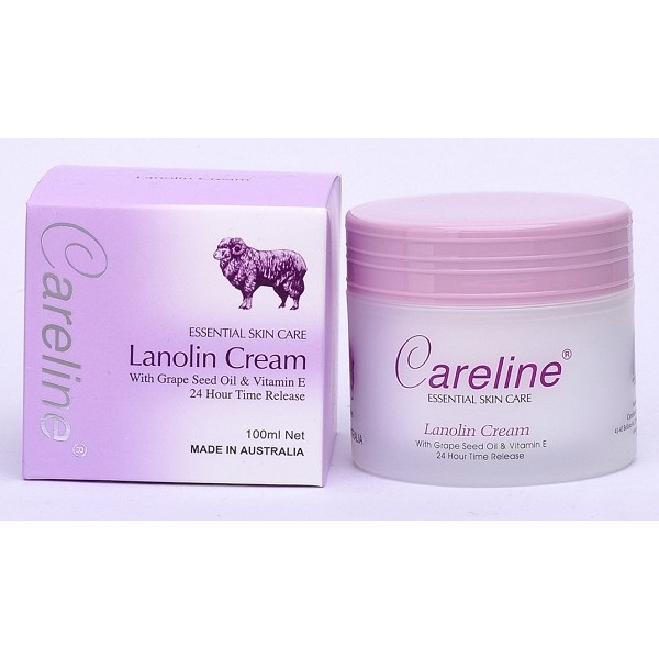 Kem Mỡ Cừu careline Lanolin Cream with Grape Seed Oil &amp; Vitamin E hộp 100 ml từ Úc
