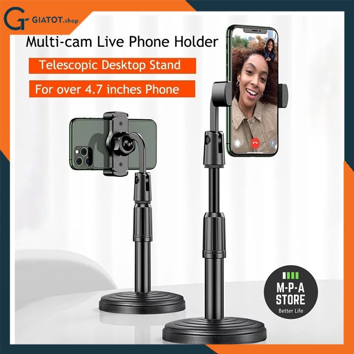 Giá đỡ điện thoại để bàn livestream xem video ổn định xoay 360 độ GD01