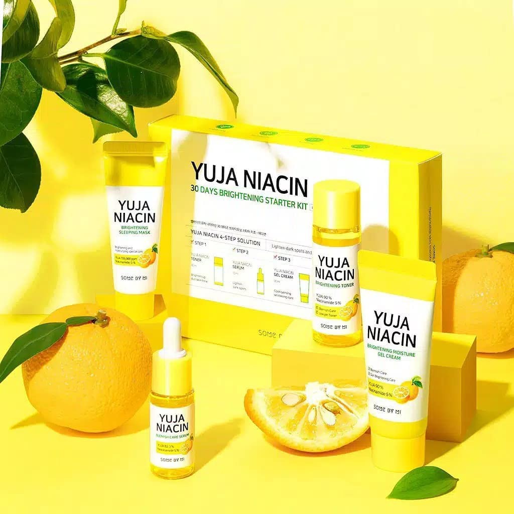 Bộ kit 4 món dưỡng trắng da, mờ thâm nám Chiết Xuất Quả Thanh Yên Some By Mi Yuja Niacin 30 Days Brightening Starter Kit