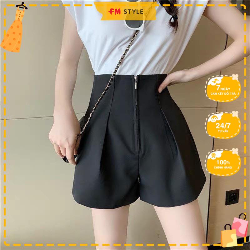 Quần short nữ FM Style xếp ly dây kéo  chất vintex Hàn chuẩn xịn, chống nhăn nhàu 220413428