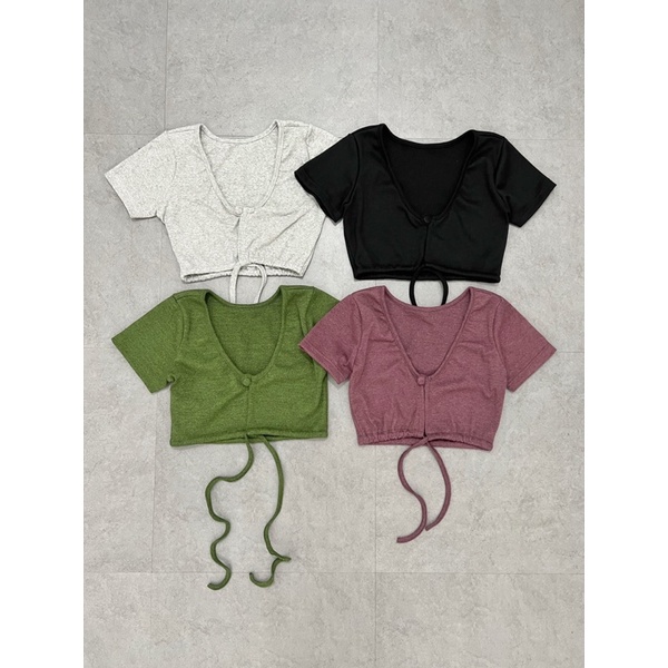 BUNNY CROPTOP▪️Áo nút bọc thắt eo tay ngắn