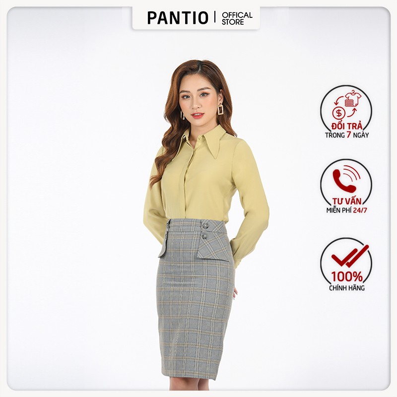 Chân váy dài chất liệu vải tuytsi dáng ôm đính cúc hoạ tiết sọc caro FJD5814 - PANTIO | BigBuy360 - bigbuy360.vn