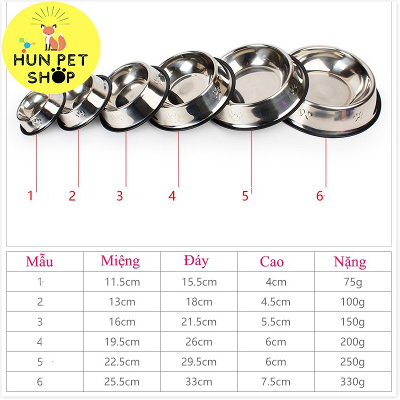 [XẢ HÀNG] Bát Đựng Thức Ăn Inox Không  Màu Cho Chó Mèo - HUNPET SHOP