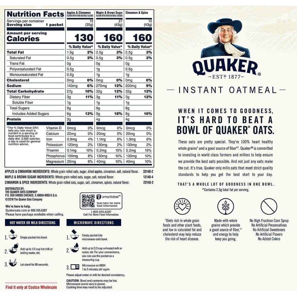 Gói Ngũ Cốc Yến Mạch Ăn Liền Quaker Instant Oatmeal Siêu Tiện Lợi (1 gói)