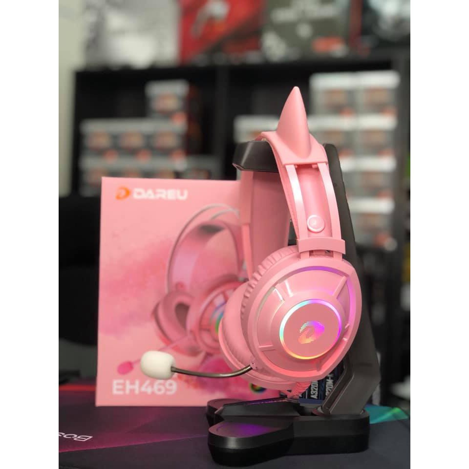 Tai nghe gaming Dareu EH469 QUEEN RGB (Pink) - Kèm tai mèo