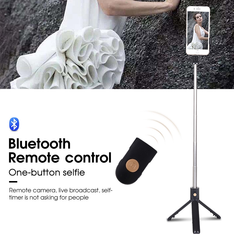 Gậy chụp ảnh tự sướng không dây Bluetooth với chân máy thu gọn kèm nút bấm cho IOS Android | BigBuy360 - bigbuy360.vn