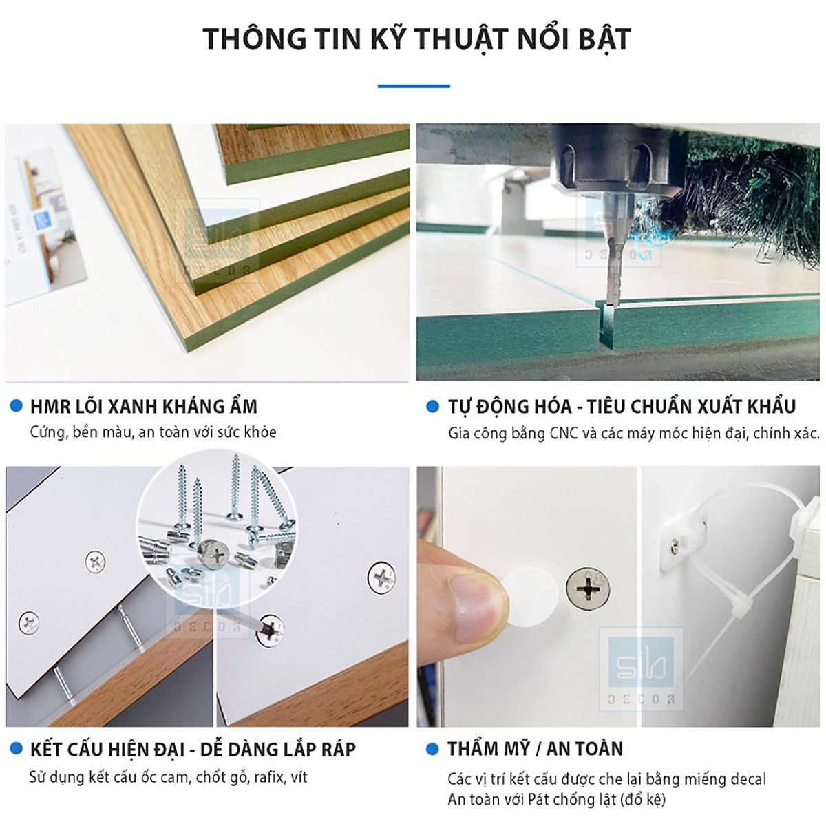 Kệ Tivi Treo Tường Hiện Đại Cho Phòng Khách Và Phòng Ngủ SIB Decor, Với 4 Cánh Tủ Cho Không Gian Lưu Trữ Rộng Rãi