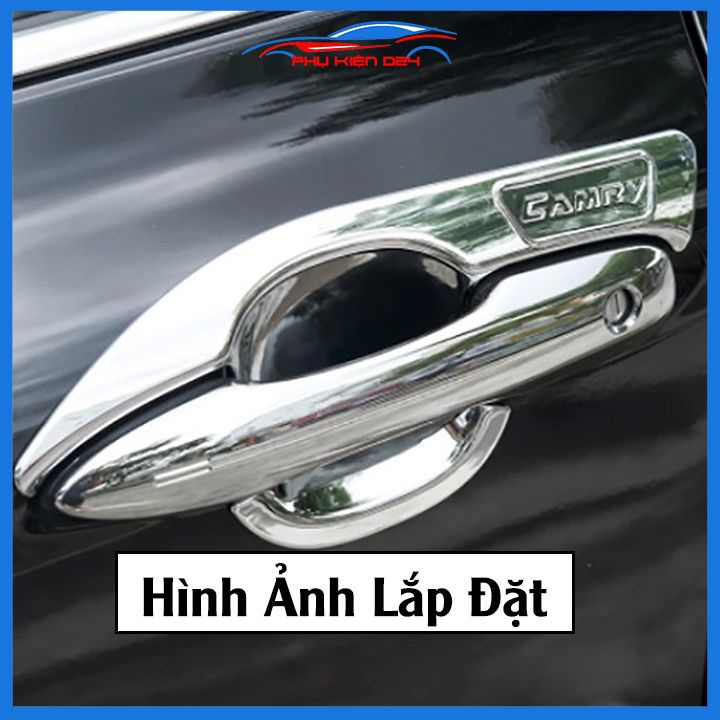 Ốp tay hõm Camry 2019-2020-2021-2022-2023 vân carbon, mạ crom chống trầy bảo vệ cửa xe ô tô