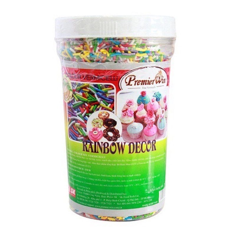 Cốm sắc màu trang trí bánh kem, kẹo