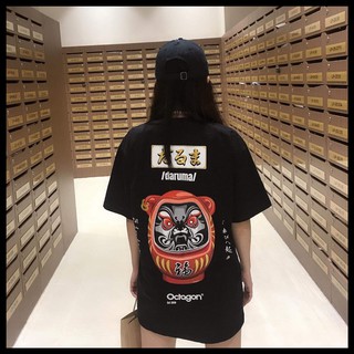 Áo Thun Tay Lỡ Form Rộng OCTAGON DARUMA Màu Đen Năng Động