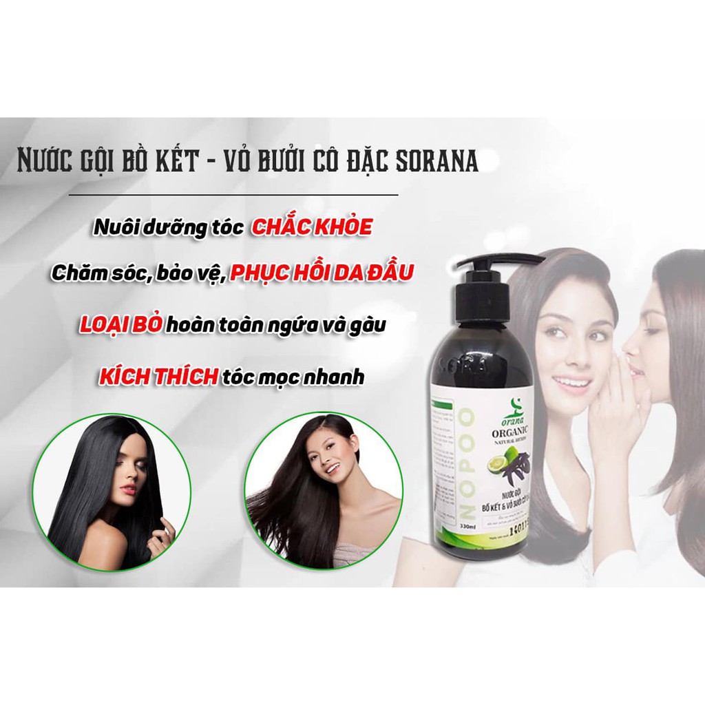 Combo nước gội bồ kết vỏ bưởi sorana +dầu xả (500ml)