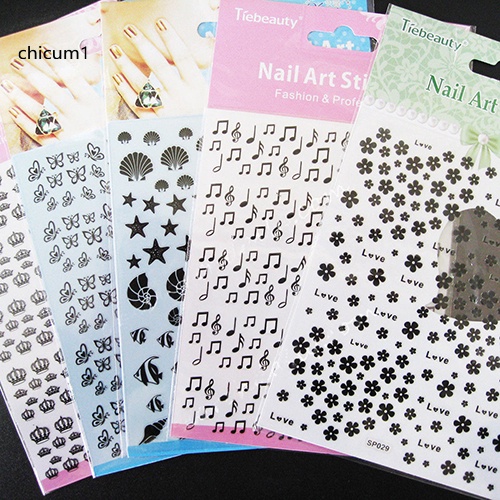 [Hàng mới về] Miếng dán trang trí móng tay màu vàng đen 3d diy làm đẹp cho nữ