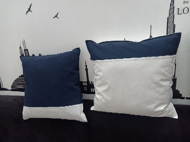Vỏ gối sopha xanh trắng