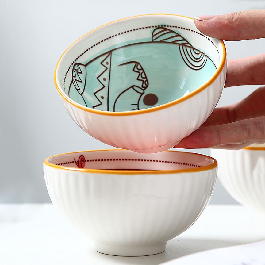 Bát Ăn Dặm AD34 Họa Tiết Voi Con Xinh Xắn Chất Liệu Sứ Cao Cấp Tráng Men An Toàn Cho Bé YOOTA BABY