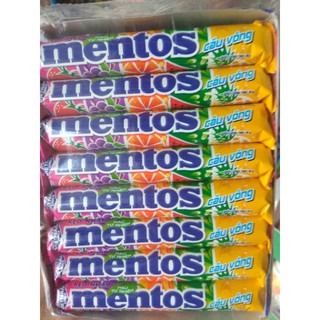 Kẹo nhai mentos cầu vồng màu tự nhiên thỏi 30g