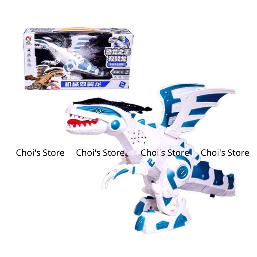 Đồ chơi khủng long có cánh biết đi, chiếu đèn 2 màu vàng, trắng Choi Store 56