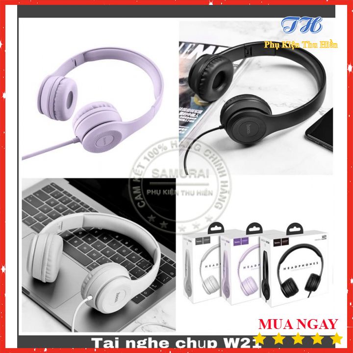 Tai Nghe Chụp Tai Hoco W21- 3 Màu Tím/Đen/Xám - Hàng Chính Hãng