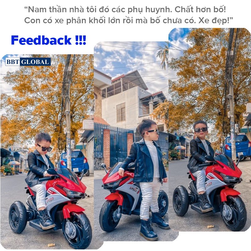 Xe máy điện trẻ em phân khối lớn B-M-W 2 màu BBT Global BBT-1100