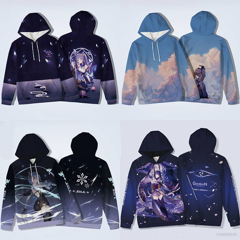 Áo Hoodie Tay Dài Cosplay Nhân Vật Barbara Ganyu Trong Anime Aie Genshin Impact Plus Size