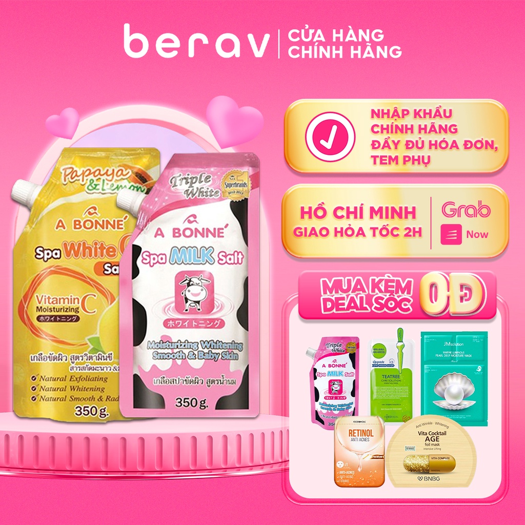 Combo 2 Bịch Muối Tắm Sữa Bò + Vitamin C Spa A Bonne' Thái Lan Giúp Tái Tạo Da, Làm Mềm Da 350gx2 (Có Vòi)