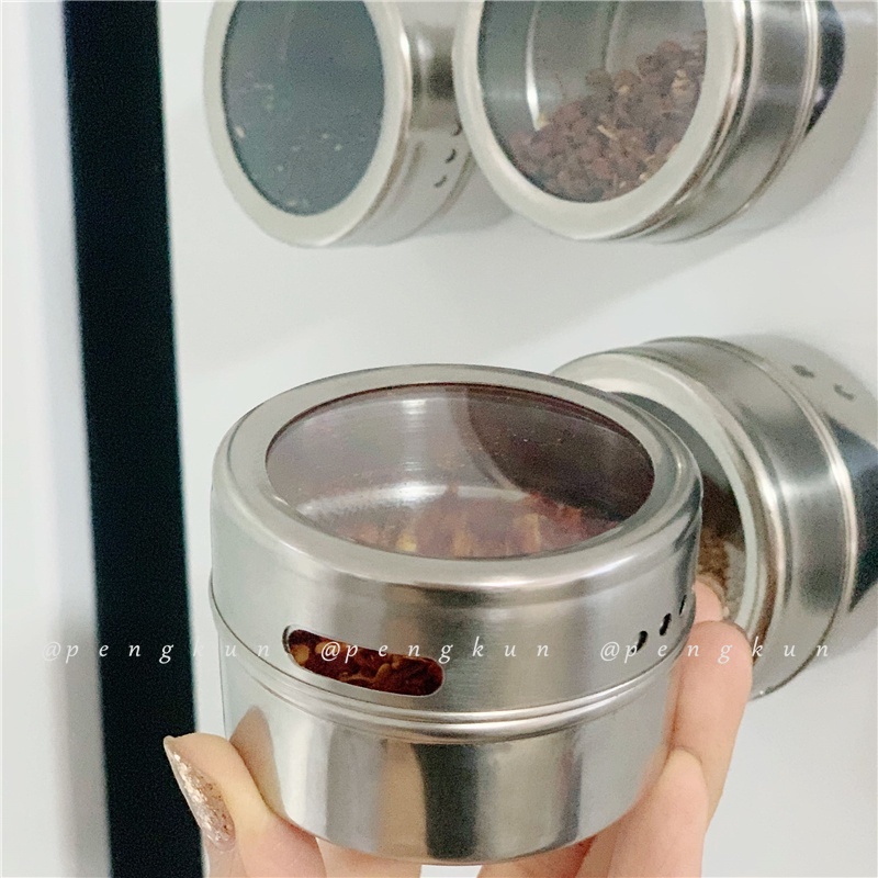Hộp Đựng Gia Vị Từ Tính Bằng Thép Không Gỉ Đa Chức Năng Cho Nhà Bếp