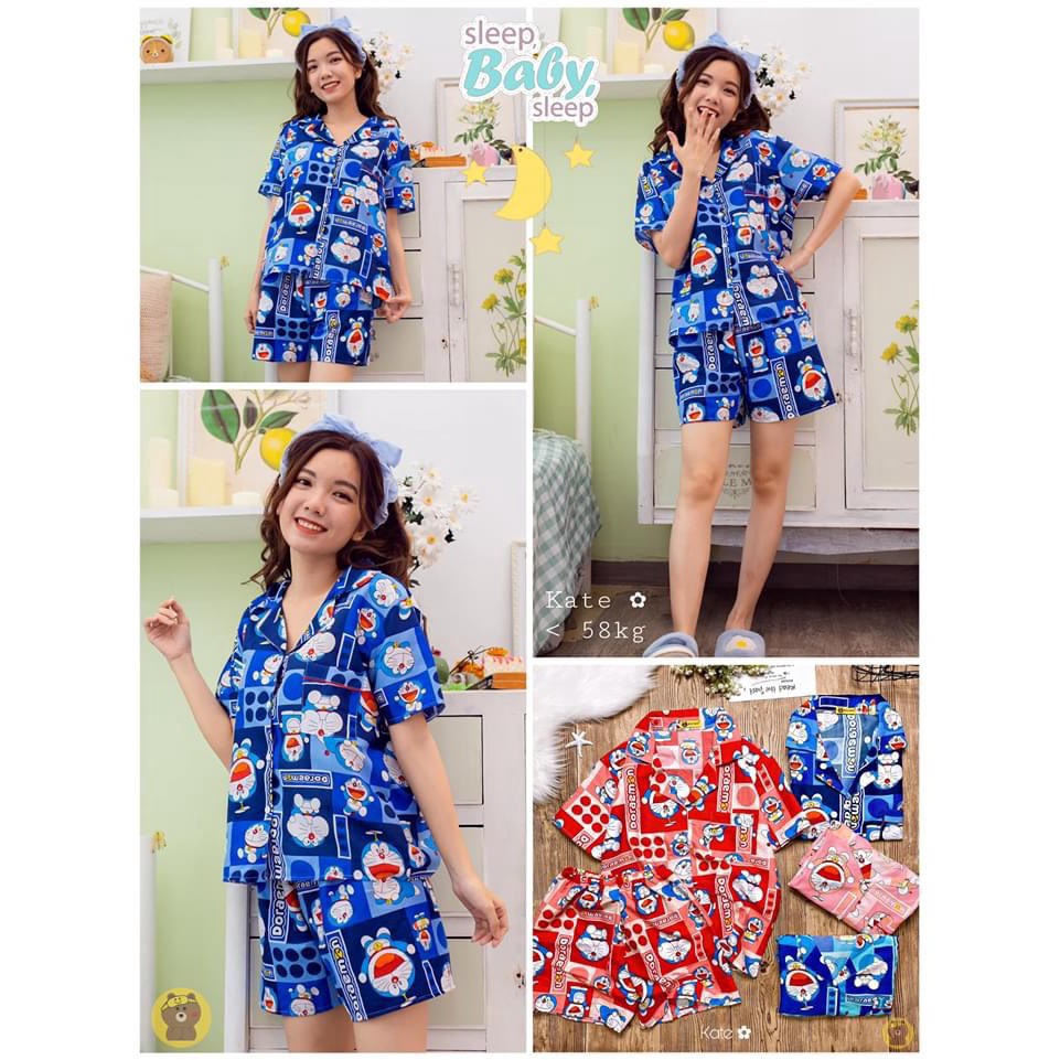 Đồ bộ pijama Kate Thái - Ko Viền Form dưới 58kg (bộ cộc)