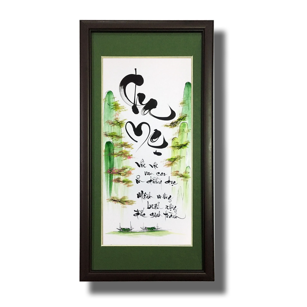 Tranh Thư pháp - Chữ Cha Mẹ 03 - Tranh Minh Hiền (viết và vẽ tay hoàn toàn)