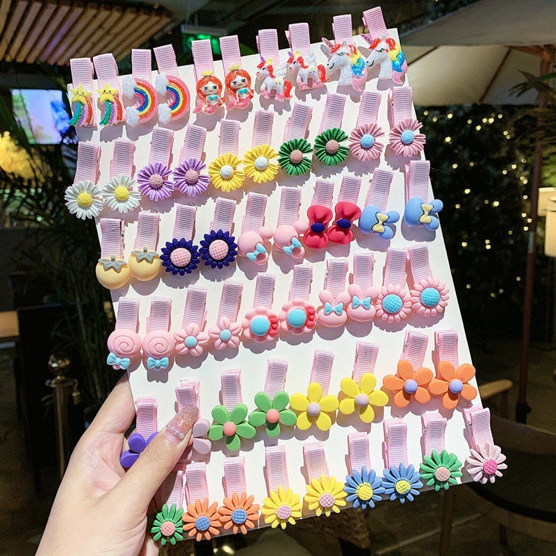 Set 5 cái kẹp tóc cho bé gái hoạt hình dễ thương, kẹp bọc vải không gây đau tóc