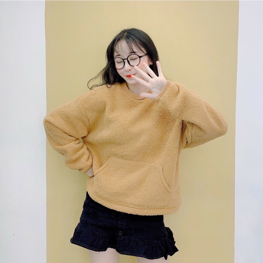 ÁO LEN CỔ TRÒN LÔNG NỈ SIÊU ĐẸP