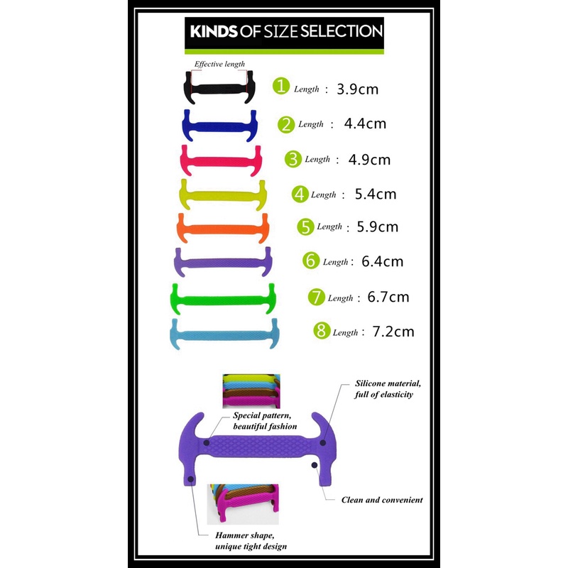 1 Cặp Dây Giày Silicone Co Giãn Không Cần Buộc Dễ Cài Đặt Và Tháo Gỡ Tiện Lợi