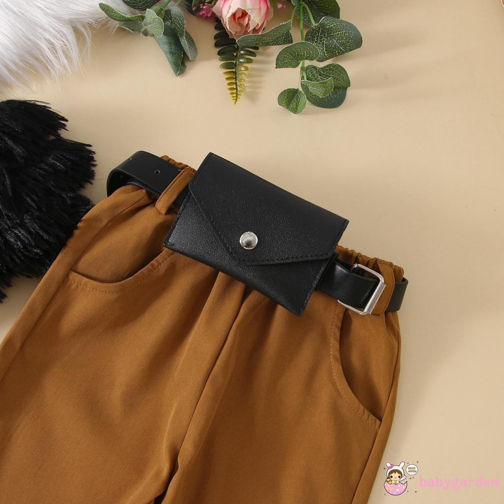 Bộ Áo Hai Dây Phối Lông + Quần Dài Thời Trang Mùa Hè Cho Bé Gái 1-6 Tuổi