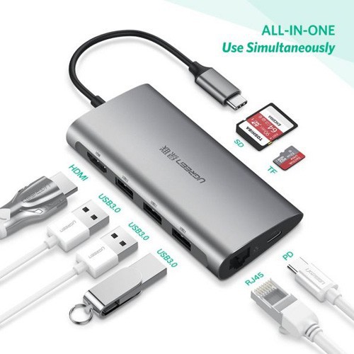 CÁP UGREEN 8 IN 1 USB-C HUB MULTI-PORT TYPE C ADAPTER (50538)