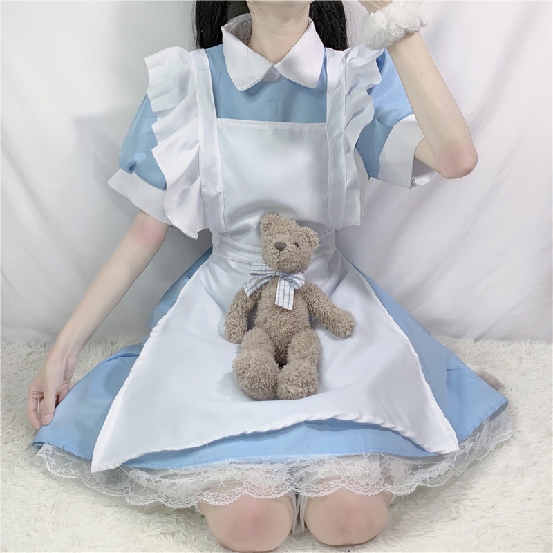 Trang phục váy Alice in wonderland - Maid/ Hầu gái Cosplay - Hòa trang Halloween/ Công chúa/ Váy ren kèm tạp dề [CÓ SẴN]