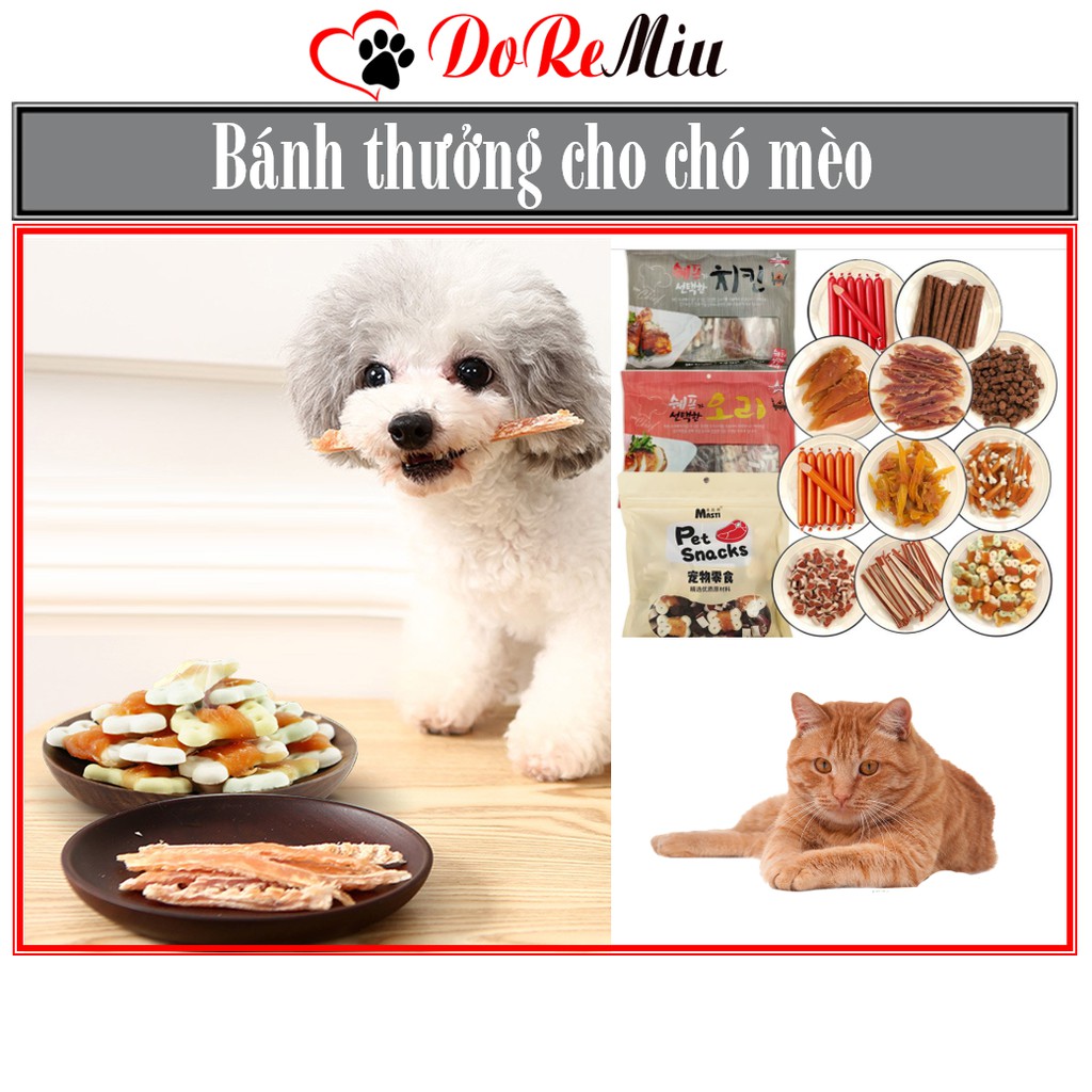 Doremiu- Bánh thưởng cho chó 6 vị thức ăn thưởng đồ ăn vặt cho thú cưng (xúc xích pate chó)