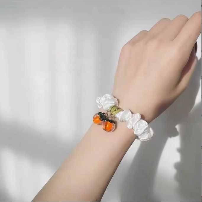 Dây cột tóc vải Scrunchies đính hoa quả xinh xắn HOT TREND cho nữ