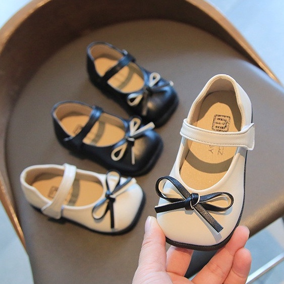 Giày búp bê đính nơ bé gái chuẩn MG baby da mềm đứng from chống trượt