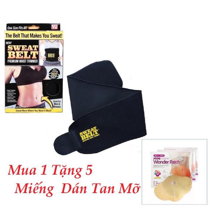 [Mua 1 Tặng 5] Đai Quấn Nóng Giảm Mỡ Bụng SWeat Belt Tặng Ngay 5 Miếng Dán Tan Mỡ Bụng Tan Mỡ Mimi Wonder Path Hàn Quốc