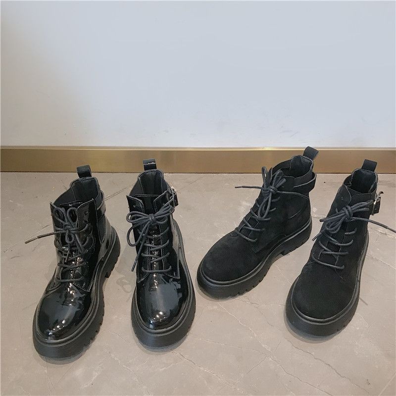 Giày Combat boot nữ thời trang Hàn Quốc gót cao 4cm