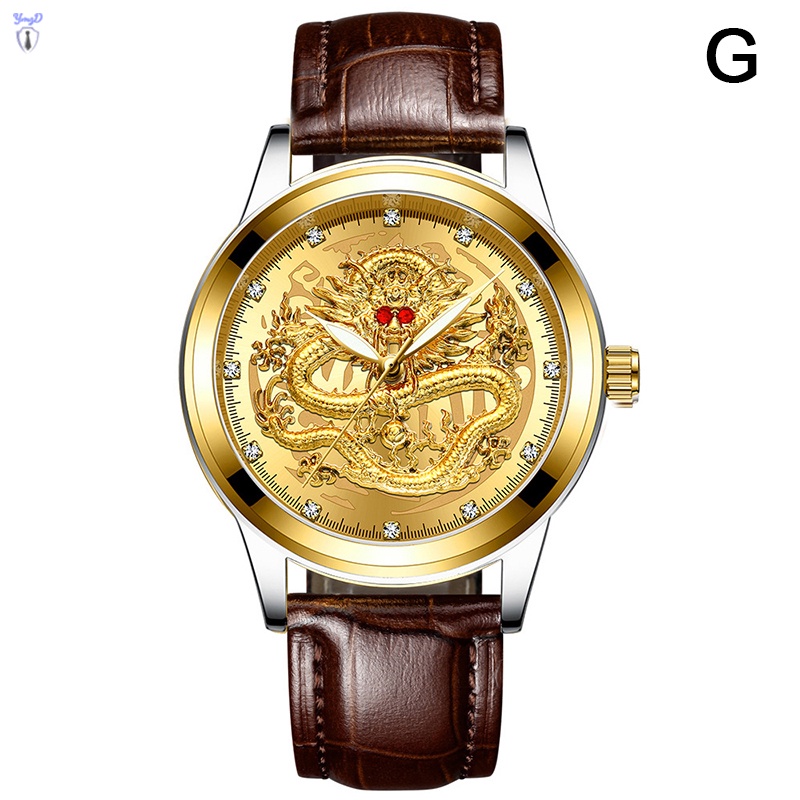 Đồng Hồ Đeo Tay Hình Rồng Vàng Chống Thấm Nước Không Cơ Khí Phù Hợp Với Nam Giới Trung Niên