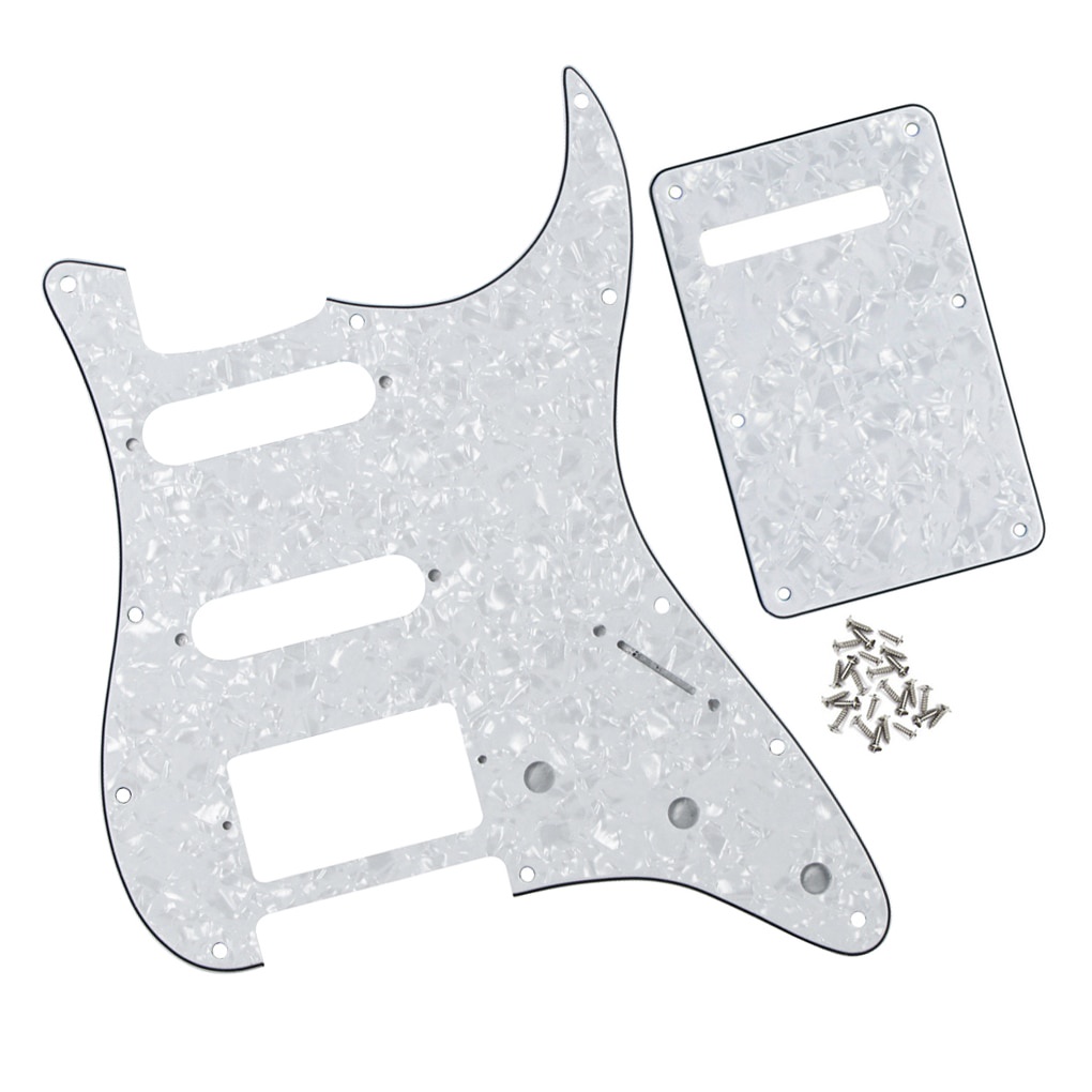 FLEOR Bộ ST SSH HSS Đàn Guitar Điện Pickguard Tấm Sau Ngọc Trai Trắng 4Ply & Ốc Vít Cho Đàn Guitar P