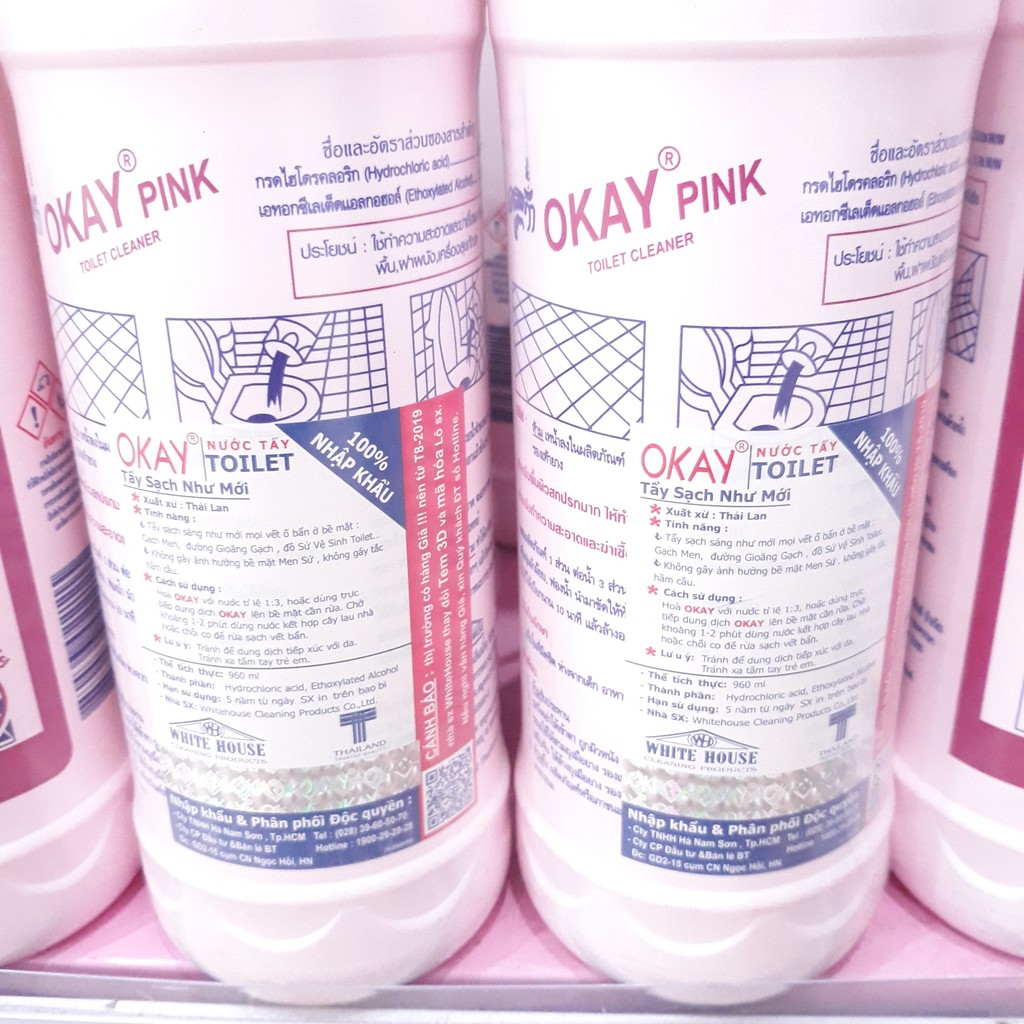 Nước Tẩy Bồn Cầu Okay Pink Thái Lan 960ml