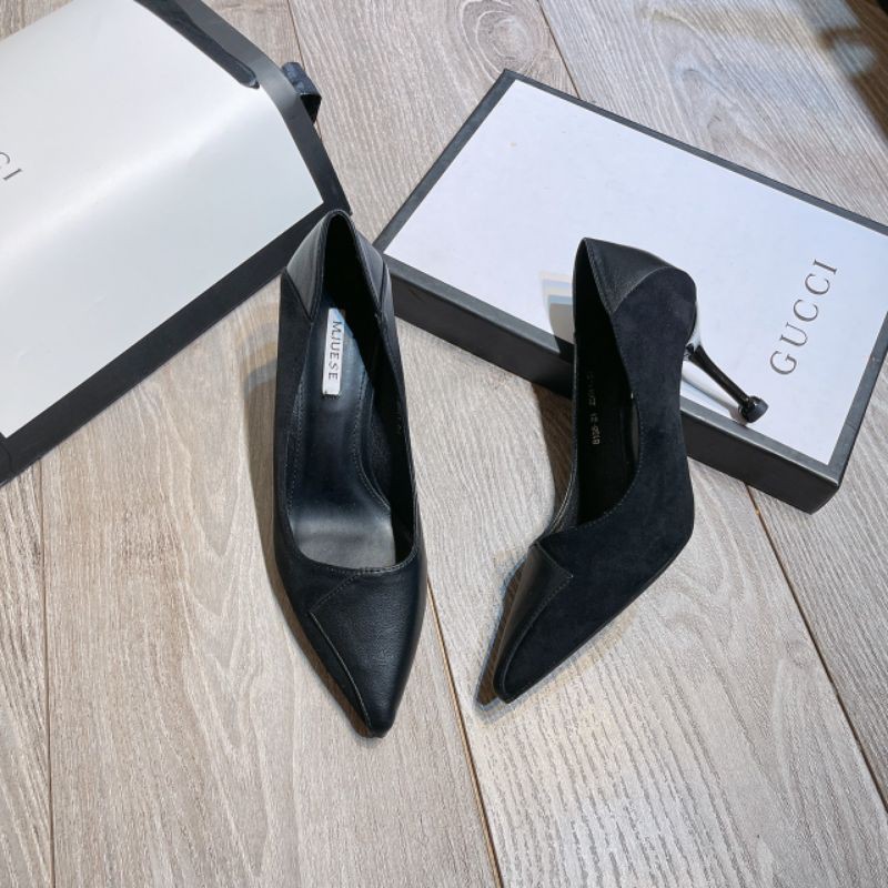 X(ẢNH THẬT) Giày Cao Gót 7p Da Lộn Pha Da Mềm Êm Fullbox Cao Cấp