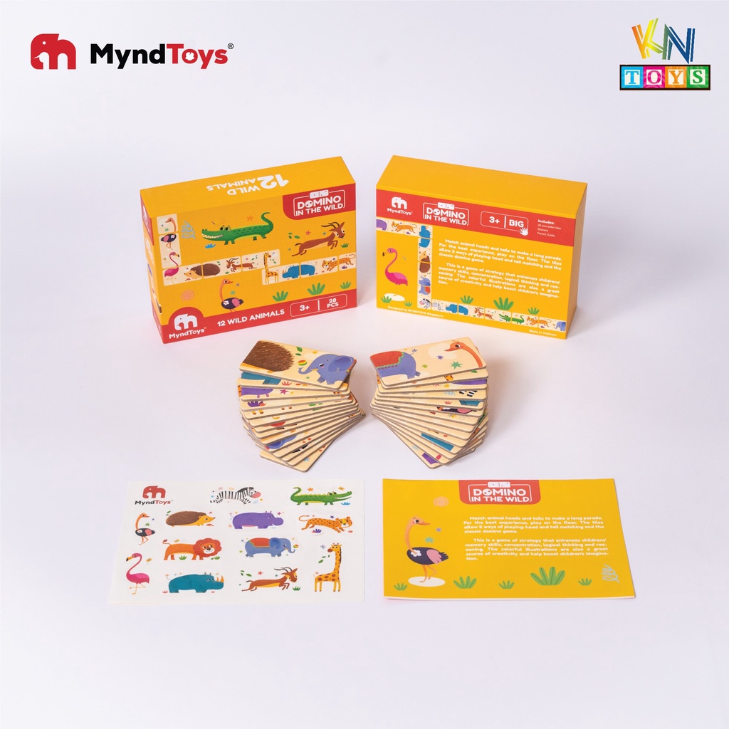 Đồ Chơi Xếp Hình MyndToys – Domino - Wild Animals (Trò chơi Domino theo chủ đề Động vật hoang dã cho Bé Từ 3 Tuổi)